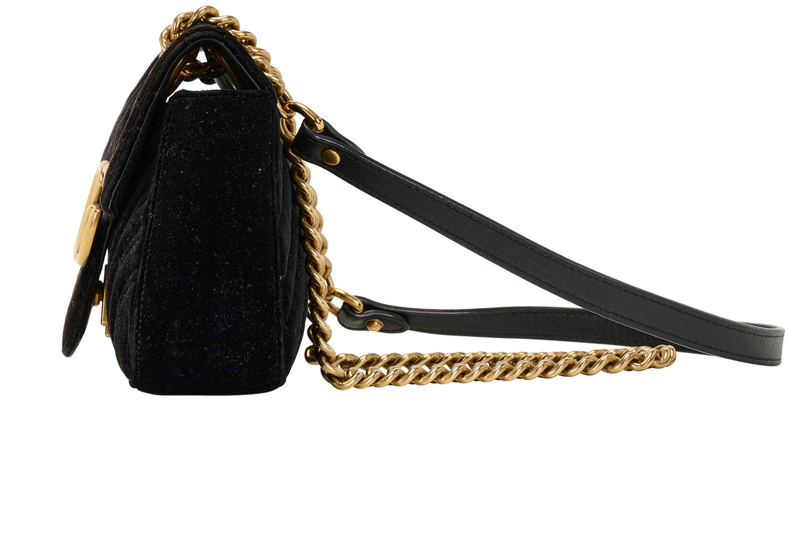 Small GG Marmont, &pound;520, Handbags, Black, Velvet, Bottom view